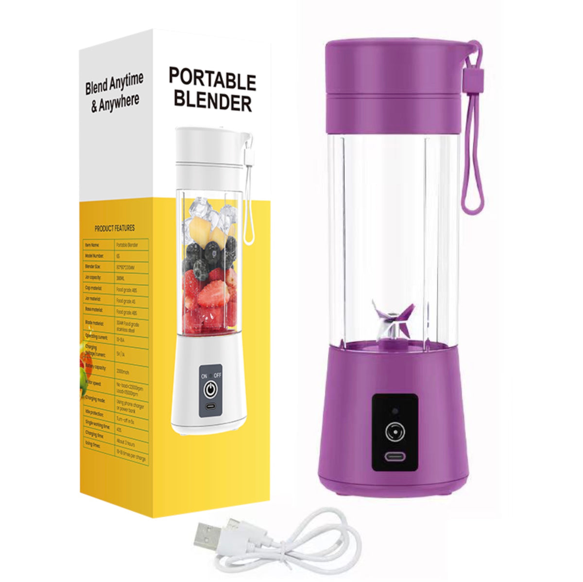 Portable 380ml USB Rechargeable Blender Cup