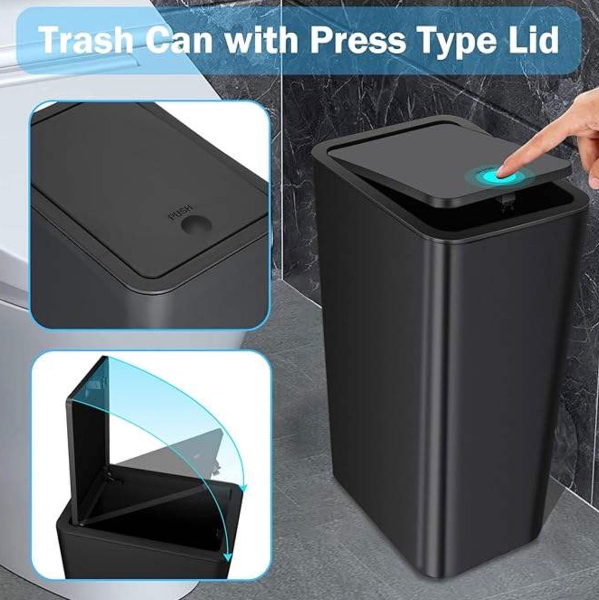 Small Bathroom Trash Can with Lid